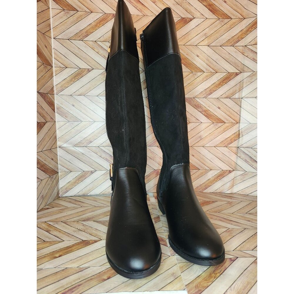 Women Black Karen Scott Deliee 2 Side Zip Riding Boots Size 7.5 - Picture 2 of 6